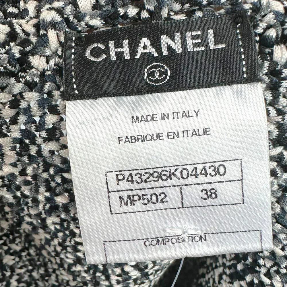 Chanel Black & White Scalloped Hem Cotton Knit Mini Skirt